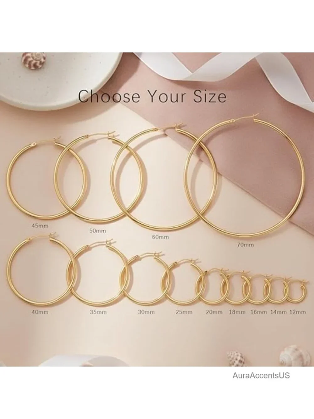 14K Gold Plated Hoop Earrings for Women with Cubic Zirconia Accents Spiral